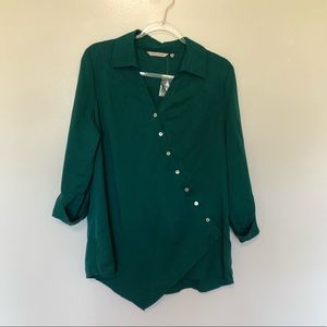 Soft Surroundings Washed Tencel Tunic Top Green New Petite Large